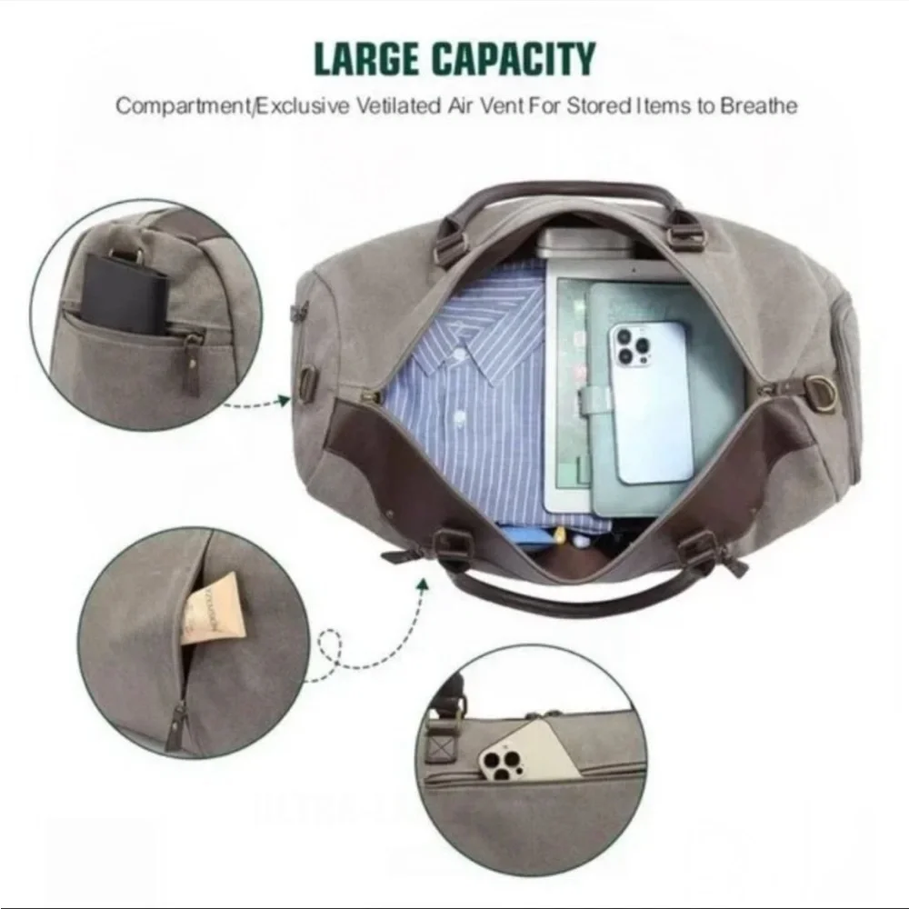 New Duffle Bag with Toiletry Bag Grey